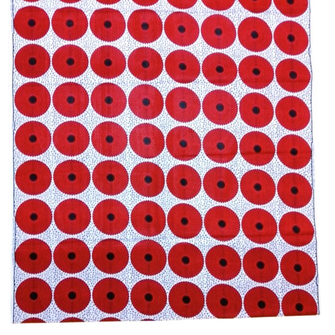 KINOKINO アフリカ布 綿100% 6ヤード アフリカン プリント 生地 サークル 円 丸 水紋 アイ (A)