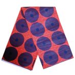 KINOKINO アフリカ布 綿100% 6ヤード アフリカン プリント 生地 サークル 円 丸 水紋 アイ (E)