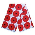 KINOKINO アフリカ布 綿100% 6ヤード アフリカン プリント 生地 サークル 円 丸 水紋 アイ (A)