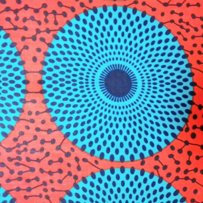 KINOKINO アフリカ布 綿100% 6ヤード アフリカン プリント 生地 サークル 円 丸 水紋 アイ (C)