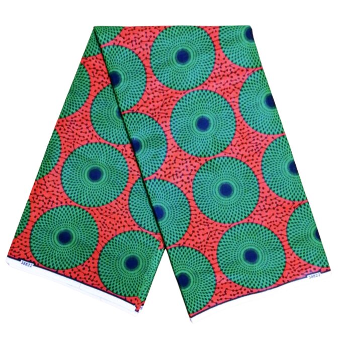 KINOKINO アフリカ布 綿100% 6ヤード アフリカン プリント 生地 サークル 円 丸 水紋 アイ (D)