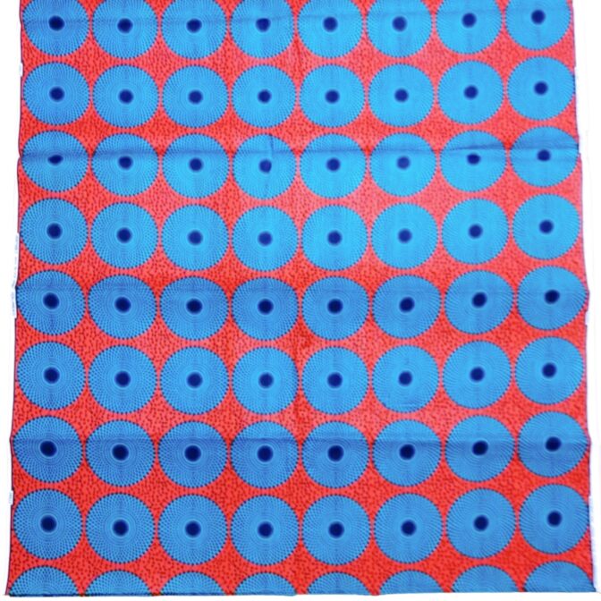 KINOKINO アフリカ布 綿100% 6ヤード アフリカン プリント 生地 サークル 円 丸 水紋 アイ (C)