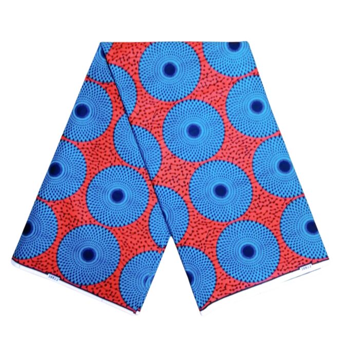 KINOKINO アフリカ布 綿100% 6ヤード アフリカン プリント 生地 サークル 円 丸 水紋 アイ (C)