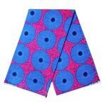 KINOKINO アフリカ布 綿100% 6ヤード アフリカン プリント 生地 サークル 円 丸 水紋 アイ (B)