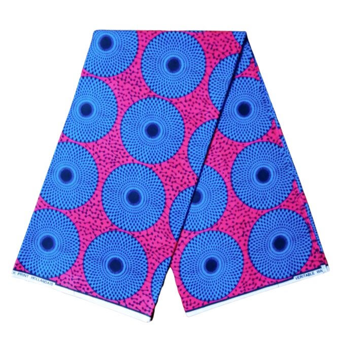 KINOKINO アフリカ布 綿100% 6ヤード アフリカン プリント 生地 サークル 円 丸 水紋 アイ (B)