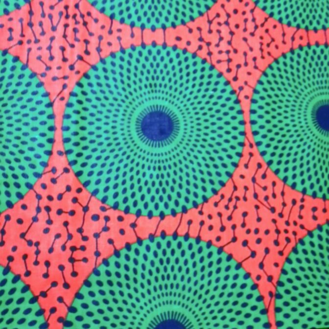 KINOKINO アフリカ布 綿100% 6ヤード アフリカン プリント 生地 サークル 円 丸 水紋 アイ (D)