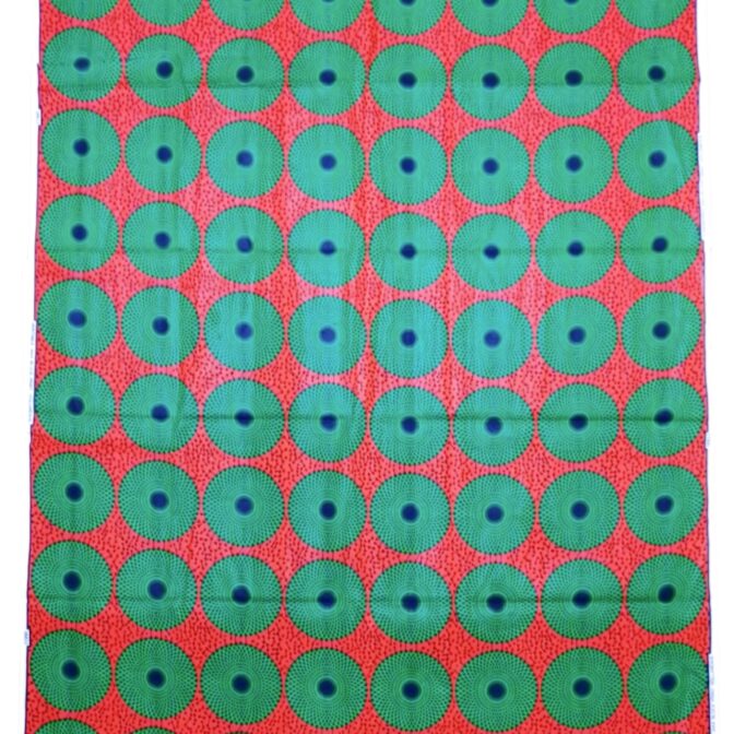 KINOKINO アフリカ布 綿100% 6ヤード アフリカン プリント 生地 サークル 円 丸 水紋 アイ (D)